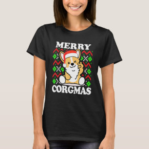 Camiseta Corgi de Natal Feio Cachorro Natal Alegre Corgmas
