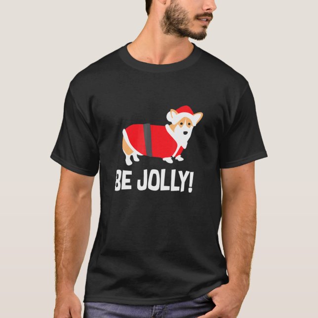 Camiseta Corgi de Natal Seja Alegre Feriado (Frente)