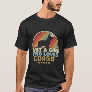 Camiseta Corgi Design Retro Apenas Uma Menina Que Ama Corgi
