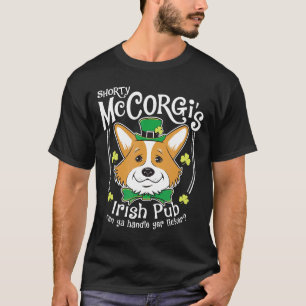 Camiseta Corgi Dia de São Patrício Pub Irlandês Shorty Mcco