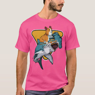 Camiseta Corgi Dirigindo Cachorros De Tubarão Martelo Puppi