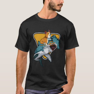 Camiseta Corgi Dirigindo Cachorros De Tubarão Martelo Puppi
