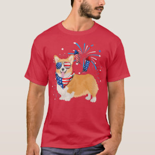 Camiseta Corgi Dog American Bandeira 4 De Julho Mulheres