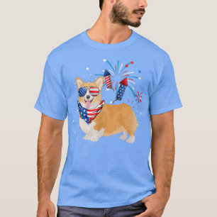 Camiseta Corgi Dog American Bandeira 4 De Julho Mulheres