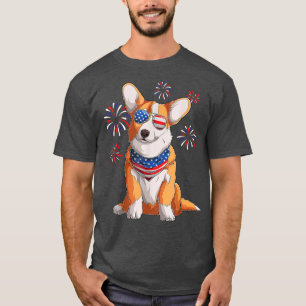 Camiseta Corgi Dog American Flag 4 de julho
