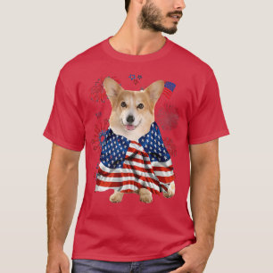 Camiseta Corgi Dog American Flag 4° de julho Dog Lover