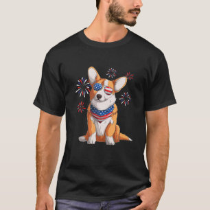 Camiseta Corgi Dog American Flag 4 De Julho Men Corgi