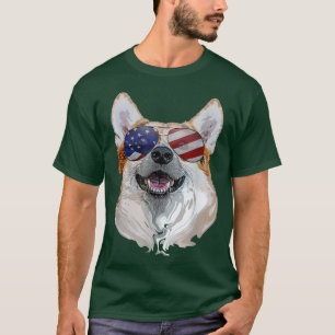 Camiseta Corgi Dog American Flag 4 de julho Pop Art Co