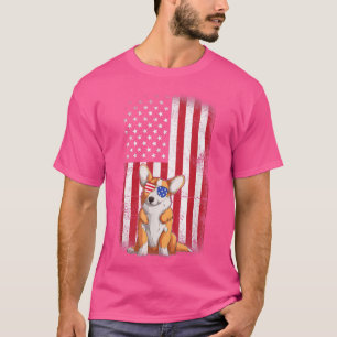 Camiseta Corgi Dog American Flag Boys Girls Men Fourt