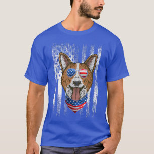 Camiseta Corgi Dog American Flag Patriótico Pets Lover 4th