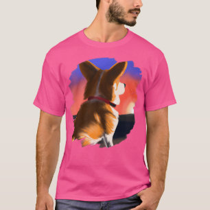 Camiseta Corgi Dog Art Sunset Vintage Retro Corgis Cães199