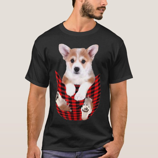 Camiseta Corgi Dog Big In Pocket Idea Dad Mom (Frente)