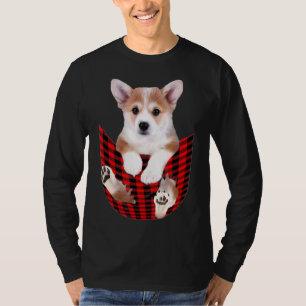 Camiseta Corgi Dog Big In Pocket Idea Pai Mãe