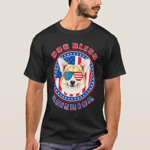 Camiseta Corgi Dog Bless America Flag Usa Patriotic 4th Of