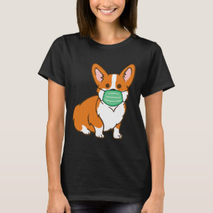 Camiseta Corgi Dog Face Mask Social Distancing Antivírus