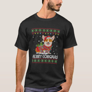 Camiseta Corgi Dog Feliz Corgmas Papais noeis Corgi-Ugly Na