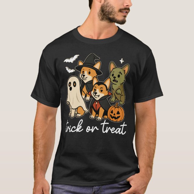 Camiseta Corgi Dog Halloween Costume Spooky (Frente)