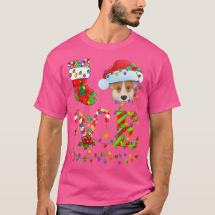 Camiseta Corgi Dog Lover Xmas Papais noeis De Iluminação Ad