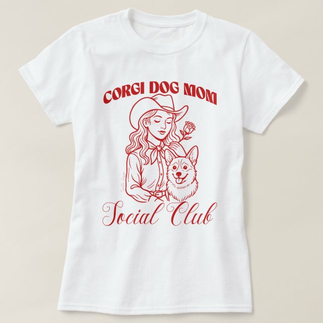 Camiseta Corgi Dog Mãe Social Club Line Art for Women (Frente do Design)