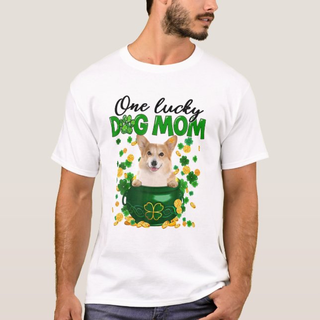 Camiseta Corgi Dog Mom Irish Green Shamrock St Patrick's Da (Frente)