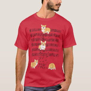 Camiseta Corgi dog Music Note Clef Musicial Cute Corgi dog