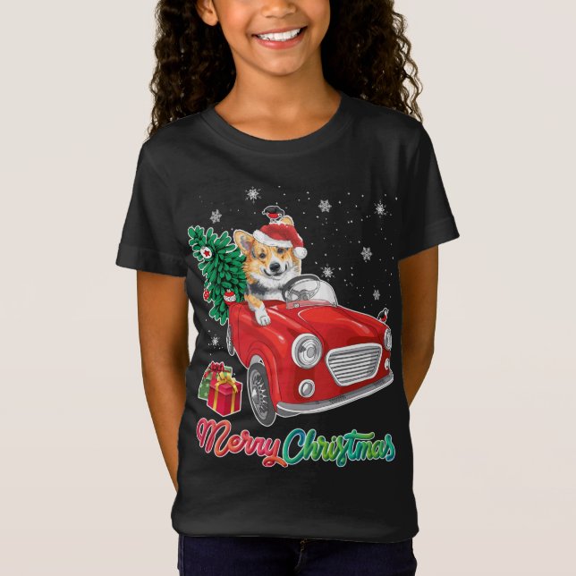 Camiseta Corgi Dog Red Truck Christmas Pajama (Frente)