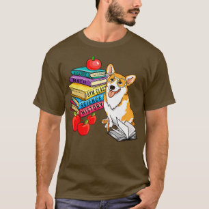 Camiseta Corgi Dog Sunglass School Books Primeiro Dia Sch
