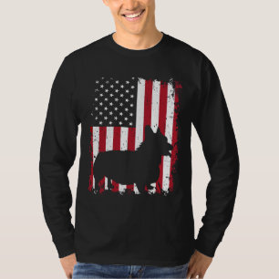 Camiseta Corgi Dog Usa Flag Patriótico Ta De Julho