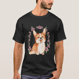 Camiseta Corgi e corgi com sakura e flor de cerejeira 1