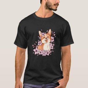 Camiseta Corgi e corgi com sakura e flor de cerejeira 3