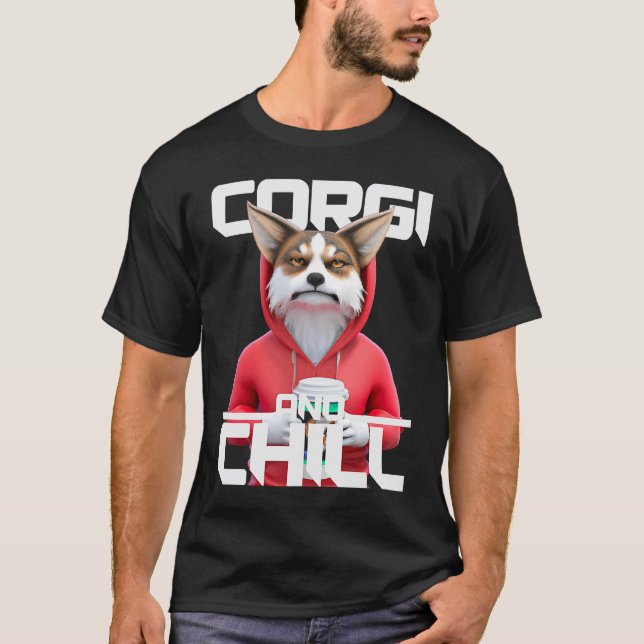 Camiseta Corgi E Relaxar Na Pausa Para Café (Frente)