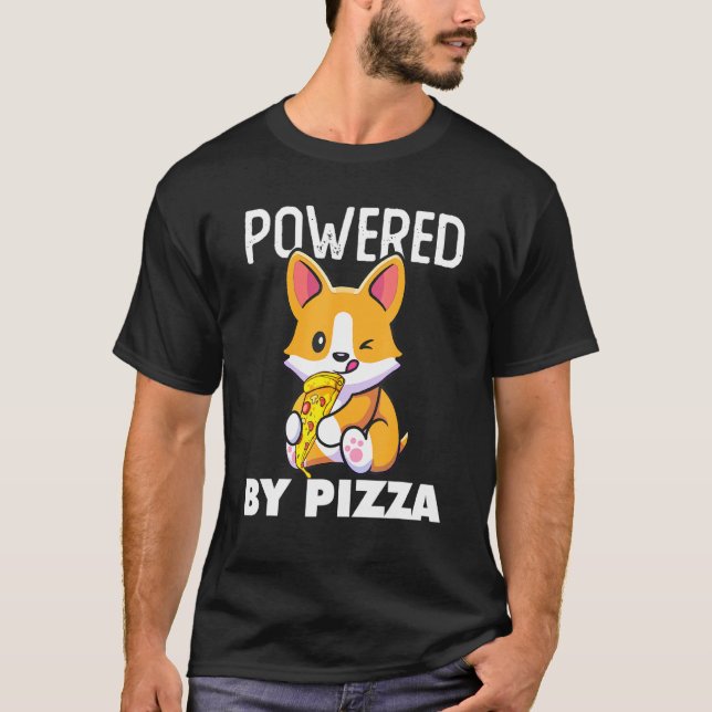 Camiseta Corgi Eating Pizza Corgi Fast Comida (Frente)