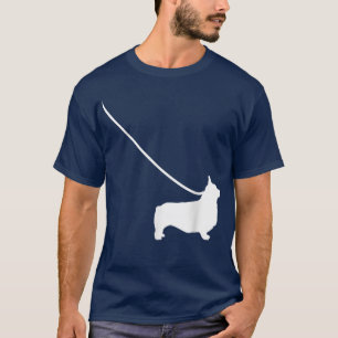 Camiseta Corgi Em Um Cachorro Leash Pet Mãe Pai Engraçado
