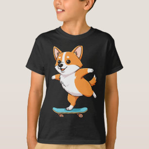 Camiseta Corgi Engraçado Skater Skateboard Bailarina Mãe Pa