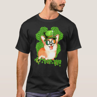 Camiseta Corgi Engraçado Trevo Dia de São Patrício