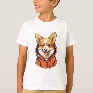 Camiseta Corgi Engraçado Vestindo Moletom