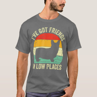 Camiseta Corgi Eu Tenho Amigos em Lugares Baixos Pembroke G