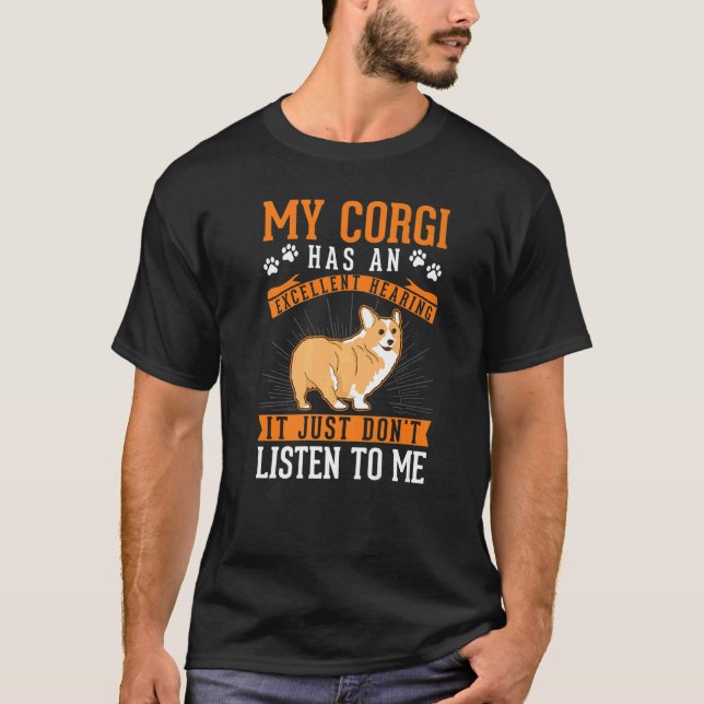 Camiseta Corgi - Excelente Audição Welsh Corgi (Frente)