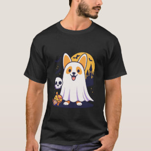 Camiseta Corgi Fantasma Abóbora Assustador Fofo Amor de Cac
