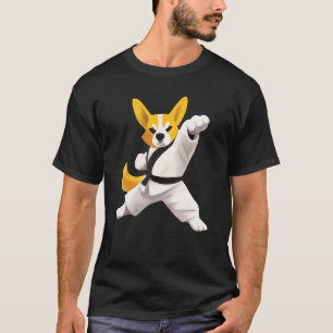 Camiseta Corgi Faz Chute de Caratê Artes Marciais Faixa Pre