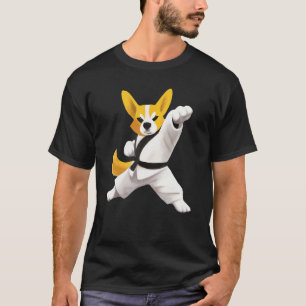 Camiseta Corgi Faz Chute de Karate Faixa Preta Artes Marcia