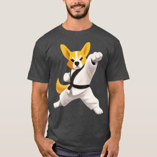 Camiseta Corgi fazendo Karate Kick Black Belt Arts Do