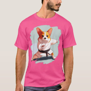 Camiseta Corgi fazendo Karate Kick Black Belt Arts Do