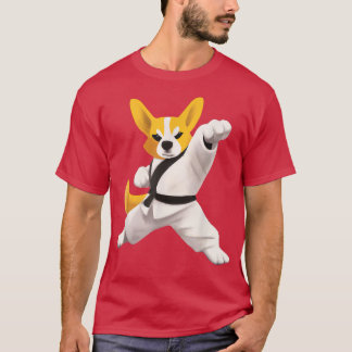 Camiseta Corgi fazendo Karate Kick Black Belt Arts Do