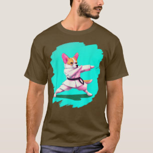 Camiseta Corgi fazendo Karate Kick Black Belt Arts Do