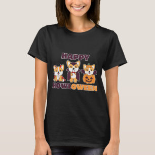 Camiseta Corgi Feliz Howloween Abóbora Cães Vampiros