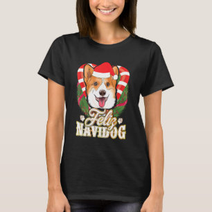 Camiseta Corgi Feliz Navidog Santa Claus Chá de Natal