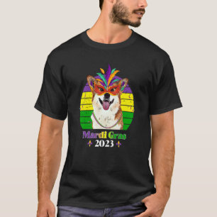 Camiseta Corgi Festa Cachorro Mardi Gras 2023