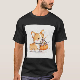 Camiseta Corgi Filhote Trick-or-Treat Halloween