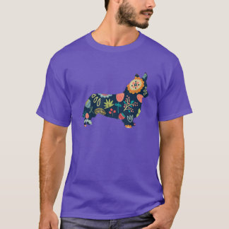 Camiseta Corgi Flower Funny Dog Silhouette Floral Corgi Lov